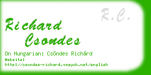 richard csondes business card